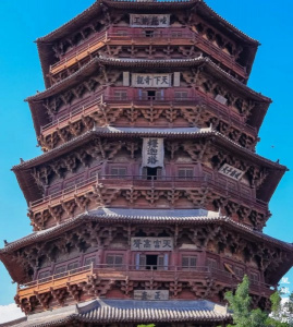 Close up of the wooden pagoda